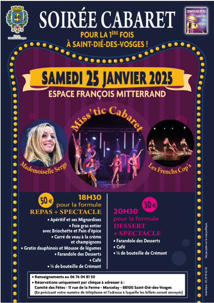 Le Comité des Fêtes de Saint-Dié-des-Vosges organise une soirée cabaret ...