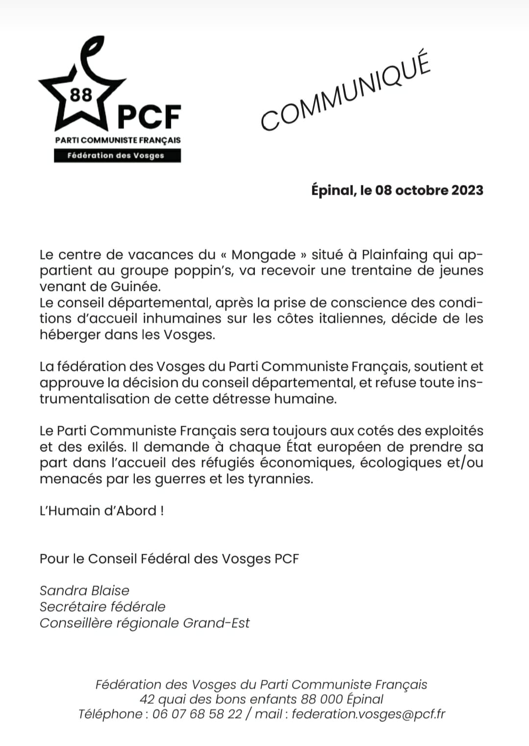 Plainfaing-Accueil_Migrants_Communiqué_PCF