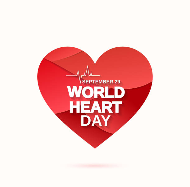 World Heart Day card with paper cut heart. Vector illustration. EPS10