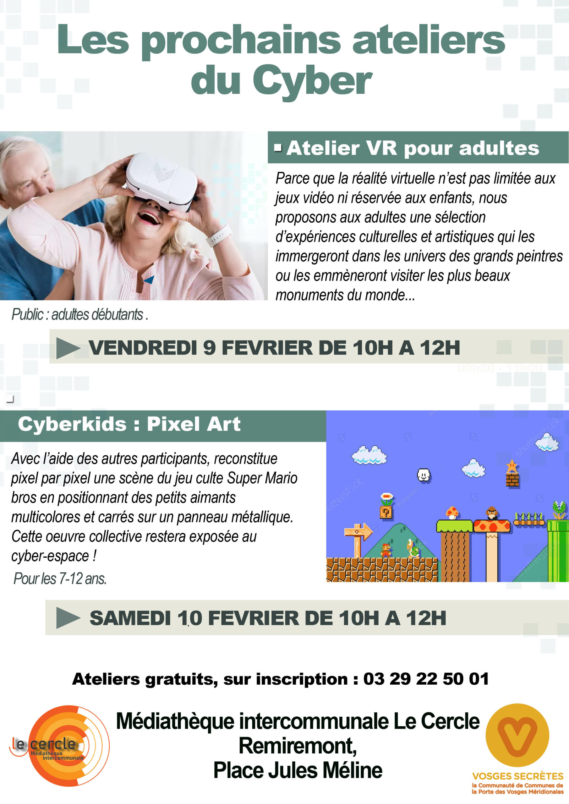 Remiremont – Les ateliers du cyber les 9 et 10 février prochains à la  médiathèque Le Cercle - Remiremont Info